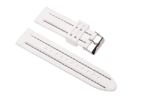 EDELWOLLE Szilikon óraszíj, fehér/fekete varrás, 22mm